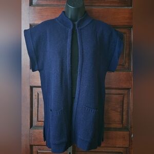 Vintage Townhouse Bohemian Cream Cardigan Short Sleeve lvory Sweater Women Sz M